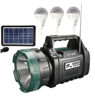 Projecteur d'urgence solaire multifonction pour l'extérieur avec radio FM BT, écran LCD, 7 modes de clignotement, lampe de poche d'inspection