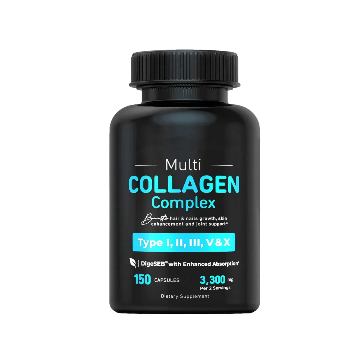 كبسولات Beyond Collagen متعددة الكولاجين مختلطة بالبيوتين وفيتامين C للشعر والجلد والأظافر بملصق خاص