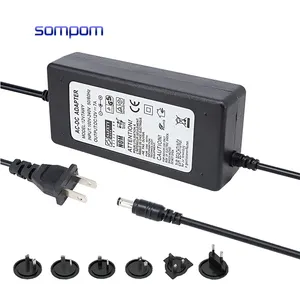 Fuente de alimentación de 110V/220V CA a CC Fuente de alimentación negra de escritorio 12V 24V CC 0.5a 1a 2a 3a 4a 5a 6a 10a Fuente de alimentación de CA/CC 12V 7A