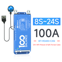 BMS 100Balance 12V/24V/48V/72V/84V 40A 60A 80A 100A 150A 200A LiFePO4 Intelligent BT Wi-Fi avec CAN RS485 et IoT Cloud