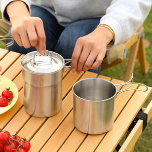 Ensemble de tasses de cuisson en acier inoxydable Hike Mount, 2 pièces, portable, léger, pour le camping en plein air - Product Image 1
