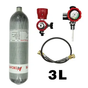 Acecare 3L/6.8L/9L CE Carbon fibertank chai 300bar 4500psi hPa Tank với van màu đỏ trạm rót M18 * 1.5