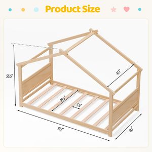 Cama Montessori Doble Tipo Casa con Cabecero y Piecero <span class=keywords><strong>de</strong></span> Madera Maciza <span class=keywords><strong>para</strong></span> Niños Pequeños y Adolescentes, Dormitorio Shandong Natural - Product Image 5