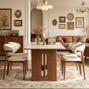 <span class=keywords><strong>Table</strong></span> à manger rectangulaire en bois minimaliste, style médiéval, <span class=keywords><strong>ardoise</strong></span> de travertin <span class=keywords><strong>sur</strong></span> bois de frêne - Product Image 5