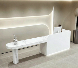 Mostrador de Barra de Estilo Crema, Mostrador de Caja para Salón de Belleza y Spa, Isla de Cocina para Hotel y Oficina, Mostrador de Recepción - Product Image 3