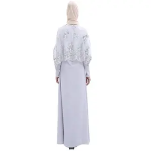 2022 Hot sale abaya women muslim dress luxurious lace and embroidery abaya 2 pieces muslim dress for women