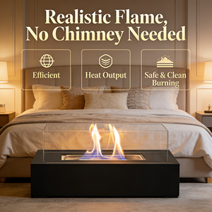 Caminetto a Bioetanolo Portatile Autoportante con Fiamma Reale, Bruciatore Regolabile e Protezione di Sicurezza per Campeggio, Balcone, Giardino, Patio - Product Image 2