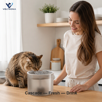 Fontaine à eau pour animaux de compagnie avec débit en cascade, fontaine à boire automatique pour chat et chien avec bec verseur en cuivre, réservoir givré