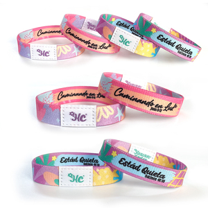Customized Promotion Woven Cloth Wristbands Fabric NFC Elastic Bracelet Polyester Custom Festival Elastic Wristbands for Events