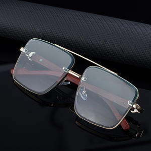 แว่นกันแดดทรงสี่เหลี่ยม BLS-7563-TM54 สำหรับผู้ชาย กรอบโลหะ ป้องกันรังสียูวี 400 ขาแว่นลายไม้เทียม ระดับป้องกันแสงแดดคลาส 2 - Product Image 4