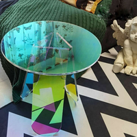 Table basse en acrylique de couleur arc-en-ciel luxueuse 2021, épaisseur 10 mm, design moderne extensible, meubles de salon, logo personnalisable
