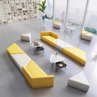 Ensemble de canapé-lit modulaire minimaliste moderne en cuir de haute qualité pour salle d'attente, bureau, hall d'accueil