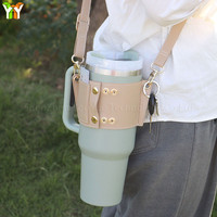 Offre Spéciale 40oz gobelet fourre-tout porte-bouteille d'eau Faux cuir tasse couverture extérieur tasse manchon avec sangle de transport