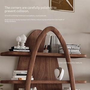 رف كتب من خشب الجوز الأسود ، رف تخزين من الخشب الصلب بالكامل ، أثاث غرفة الدراسة ، خزانة كتب حديثة بسيطة من الأرض إلى السقف - Product Image 3