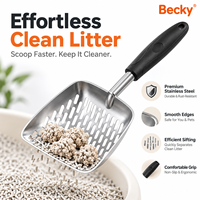Vente en gros de pelle à litière pour chat en acier inoxydable avec manche en plastique personnalisé pour le nettoyage