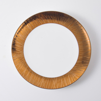 Shengjing vaisselle de table ronde créative en porcelaine à bord doré, assiettes en céramique pour Restaurant hôtel