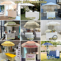 Carrito de Dulces Moderno Personalizado SMS con Luz Blanca para Exhibición de Snacks, de Madera, para Bodas y Fiestas en Interiores y Exteriores