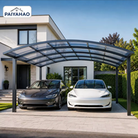 Abri double pour voiture Paiyahao à toit arqué en aluminium de 3,0 mm, avec toit en polycarbonate transparent traité anti-UV, couverture personnalisable pour l'extérieur