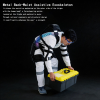 Exosquelette lombaire métallique ergonomique et durable pour le levage de charges lourdes, prévention des TMSD, utilisation intérieure et extérieure