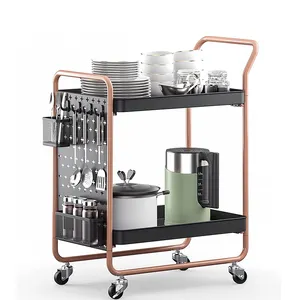 Estantería de Metal para uso múltiple, carrito de almacenamiento de vino de 2 niveles, organizador de utilidad, estante de almacenamiento, carrito de vino