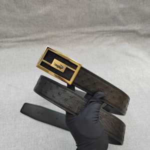 Cinturón de Moda para Hombre, Estilo Ejecutivo, con Hebilla, de Cuero de Avestruz, Transpirable y Duradero, 3.8 cm de Ancho - Product Image 1