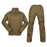 Tenue tactique TONMO complète en Spandex/Polyester Rip Stop avec coussinets EVA, respirante, légère, de poids moyen, séchage rapide, camouflage