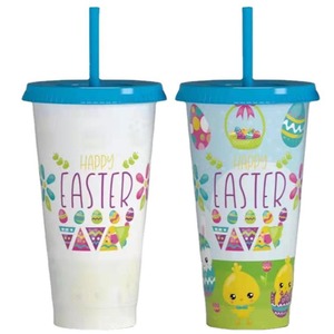 Drinking PP Custom Water Party Juice Color Changing Plastic Cup <strong>Easter</strong> <strong>Mug</strong> With Lids Straw - Product Image 1
