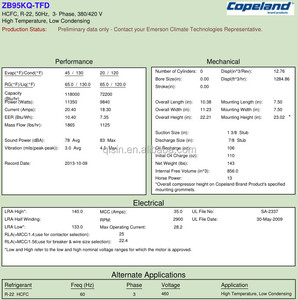 ZB серии ZB95KQE-TFD-550 оригинальный кондиционер Copeland спиральный компрессор - Product Image 3