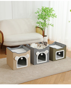 Faltbares Katzen haus Indoor Große Katzen höhle mit Kratz brett & Flauschiger Ball Haustier häuser & Möbel Haustier bett Katzen produkte - Product Image 4