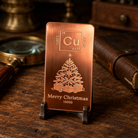 Barre de cuivre de Noël 999 de 1000g, pure, gravée au laser, finition brossée, cadeau