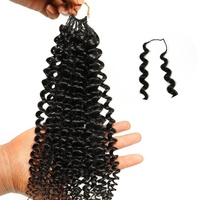 Extensions au crochet Huiru non-Remy, traitées à l'acide, à double trame, fabriquées à la machine |   Cheveux pré-séparés sans nœuds, ondulation profonde |   Cheveux noirs naturels 1B