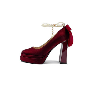 2026 Spring <b>Red</b> Fashion High <b>Heels</b> Daily Wear Elegant <b>Heels</b> Matching Dresses for Women - Product Image 1