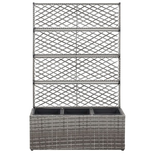 <strong>Trellis</strong> Raised Bed <strong>with</strong> 3 Pots Indoor Outdoor Garden Patio Courtyard Poly Rattan <strong>Planter</strong> Promotion Usage for Climbing Plants - Product Image 2