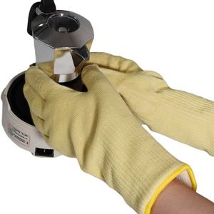 Personalizado 250 ℃    Guantes Resistentes al Calor de Aramida y Algodón Amarillo de Doble Capa, Guantes Largos con Puño, Resistentes a Cortes y Llamas - Product Image 4