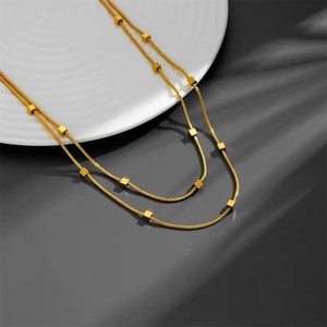 Wholesale Vintage Style Stainless Steel Necklace with <b>Pendants</b> & <b>Charms</b> 18K Gold Plated Titanium Steel Inlay <b>Fashion</b> Jewelry - Product Image 4