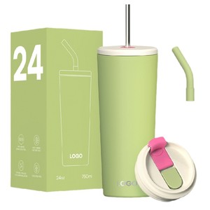 Termo de café de acero inoxidable 304 de 24oz moderno más nuevo para Amazon nueva taza de viaje al vacío con pajita doble para Bebidas frías - Product Image 5