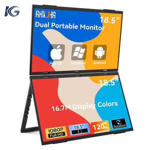 Moniteur portable pliable à double écran IPS LED 18,5 pouces, double FHD 100 Hz, 100 % SRGB, pour ordinateurs portables, bureau extérieur - Product Image 1