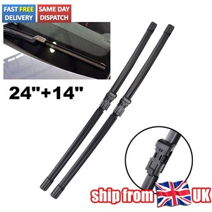 Balais d'essuie-glace pour Fiat 500, 24 et 14 pouces, en caoutchouc synthétique sans armature - Product Image 3