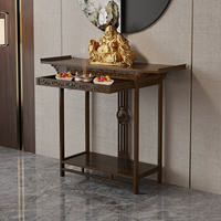 Table d'autel en bambou naturel de style chinois avec tiroir de rangement, console minimaliste pour entrée ou sanctuaire bouddhiste à domicile