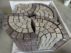 Dalles de pavage en granit rouge violacé et jaune, <span class=keywords><strong>moins</strong></span> chères, à motif naturel en éventail, flammées sur quatre côtés, pour allée, jardin, passerelle et autres - Product Image 5