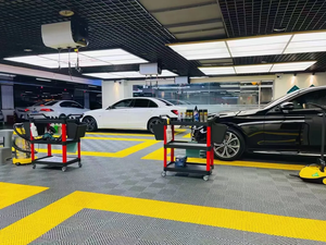 Azulejos de suelo entrelazados industriales plásticos de drenaje ventilado para lavado de autos - Product Image 3