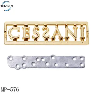 Zinc alloy bag metal parts gold plated embossed separate letters metal plaque labels for shoulder bags