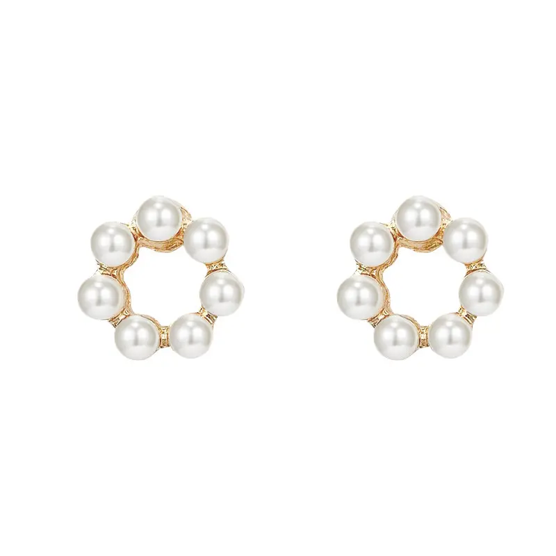 Aushöhlen geometrische Perlen kreis Ohr stecker Ein Paar Perlen ohrringe Großhandel Schmuck Zubehör