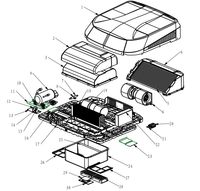 Nouveau design Climatiseur de cabine 12V 24V monté sur le toit pour camion, camping-car, fourgonnette, tracteur, motorhome, refroidisseur de stationnement