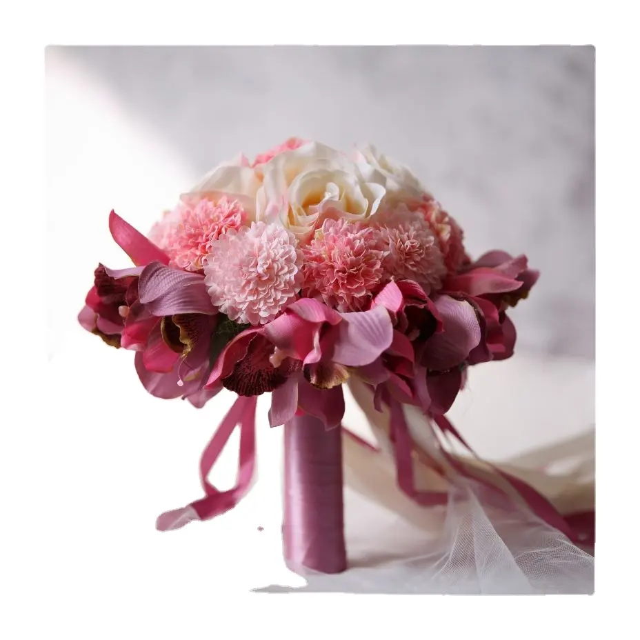 थोक कृत्रिम वेडिंग फूल गुलदस्ता मिश्रण फूल कृत्रिम फूल दुल्हन गुलदस्ता शादी आपूर्तिकर्ताओं