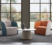 Design italien de luxe en cuir Loisirs Canapé simple Fauteuil Mobilier de maison Villa moderne Salon Chaises longues