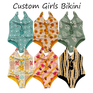 Costumi da bagno reversibili per bambine, stampa hawaiana, con spalline regolabili, bikini sexy con fori, molto venduti per l'estate. - Product Image 1