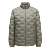 Doudoune mi-longue pour homme, coupe ajustée, 90 % duvet, fermeture éclair – Légère, col montant, douce, chaude et facile à porter