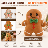Homme en pain d'épices de Noël personnalisé en peluche, fabricant OEM ODM, vente en gros d'animaux en peluche, cadeau de Noël, cadeau promotionnel