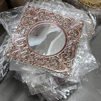 Assiettes de présentation carrées en plastique doré de 12 pouces, imprimées en 1 couleur, ajourées, finition miroir, pour le Ramadan, Pâques, le Nouvel An et les dîners